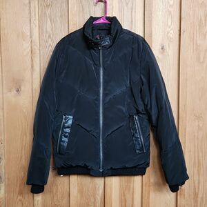 7 for All Mankind Puffer Bomber Insulated Winter Jacket Coat, Medium, Black